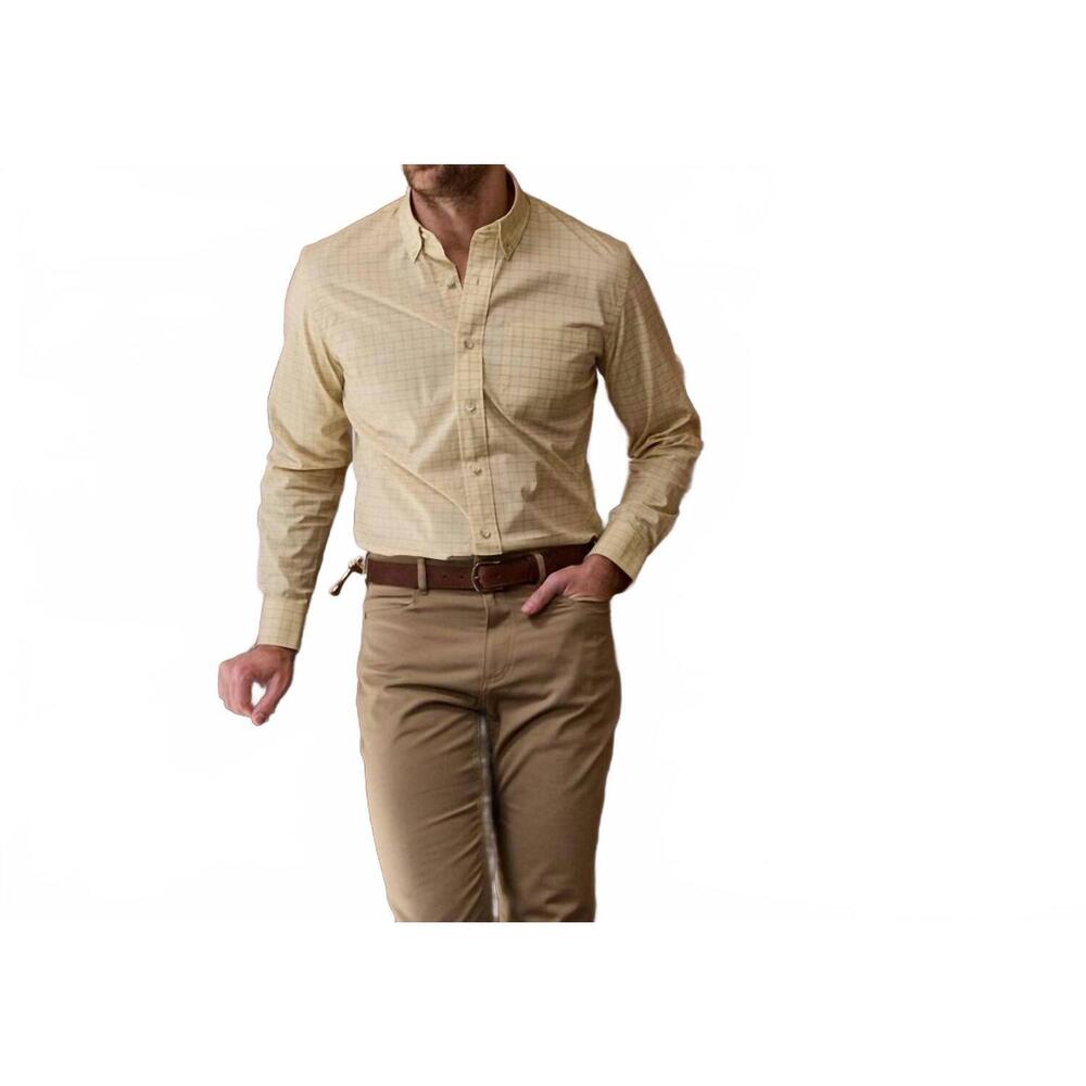 NEW TOM BECKBE powell performance sport shirt in yellow plaid